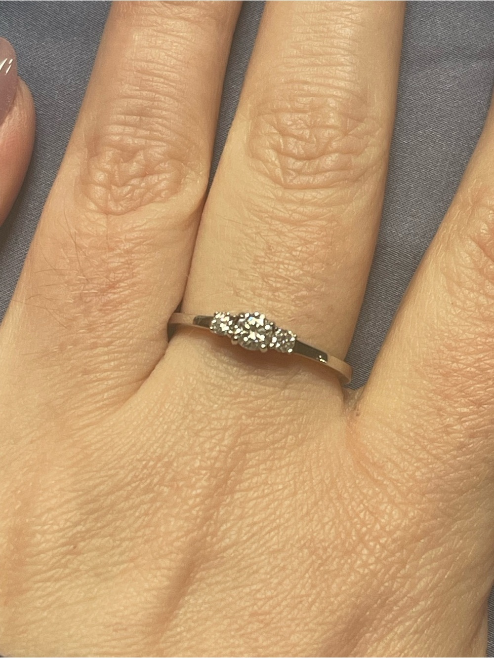 Delicate White Gold-Tone Diamond Cluster Ring - White
